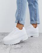 Truffle Collection Platform Lace Up Sneaker In White