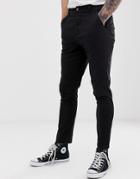 Asos Design High Waisted Skinny Chinos In Black - Black