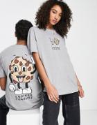 Crooked Tongues Unisex T-shirt With Back Cookie Graphic Print And Logo In Gray Heather
