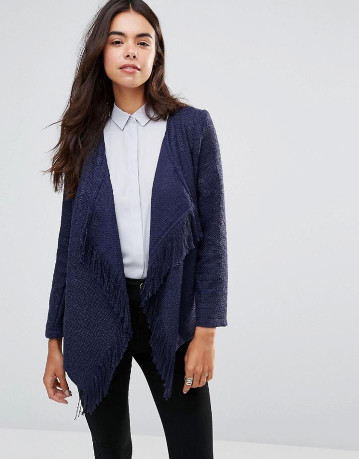Unique 21 Fringed Jacket - Navy