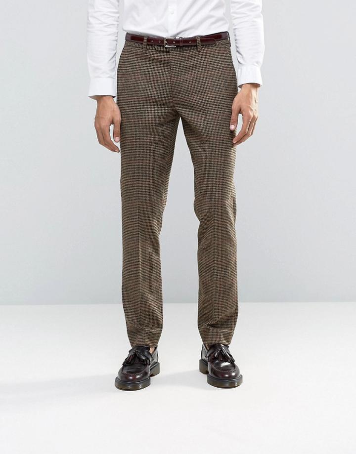 Feraud Heritage Premium Wool And Cashmere Blend Brown Check Suit Trousers - Brown
