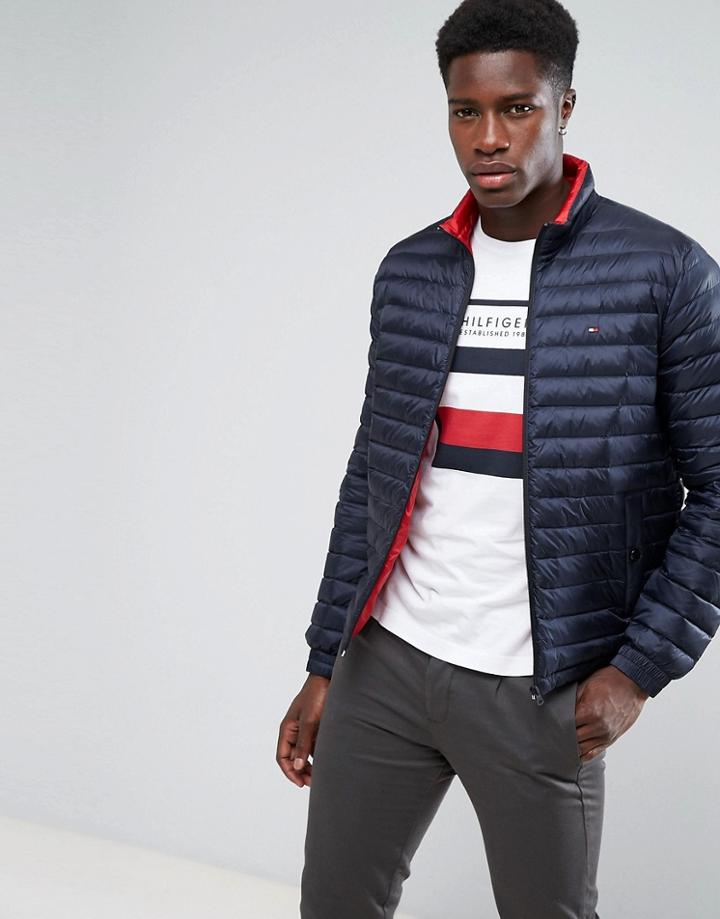 Tommy Hilfiger Packable Down Bomber Puffer Jacket In Navy - Navy