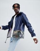 Herschel Supply Co Forecast Hooded Coach Jacket Rubberised In Navy/camo - Navy