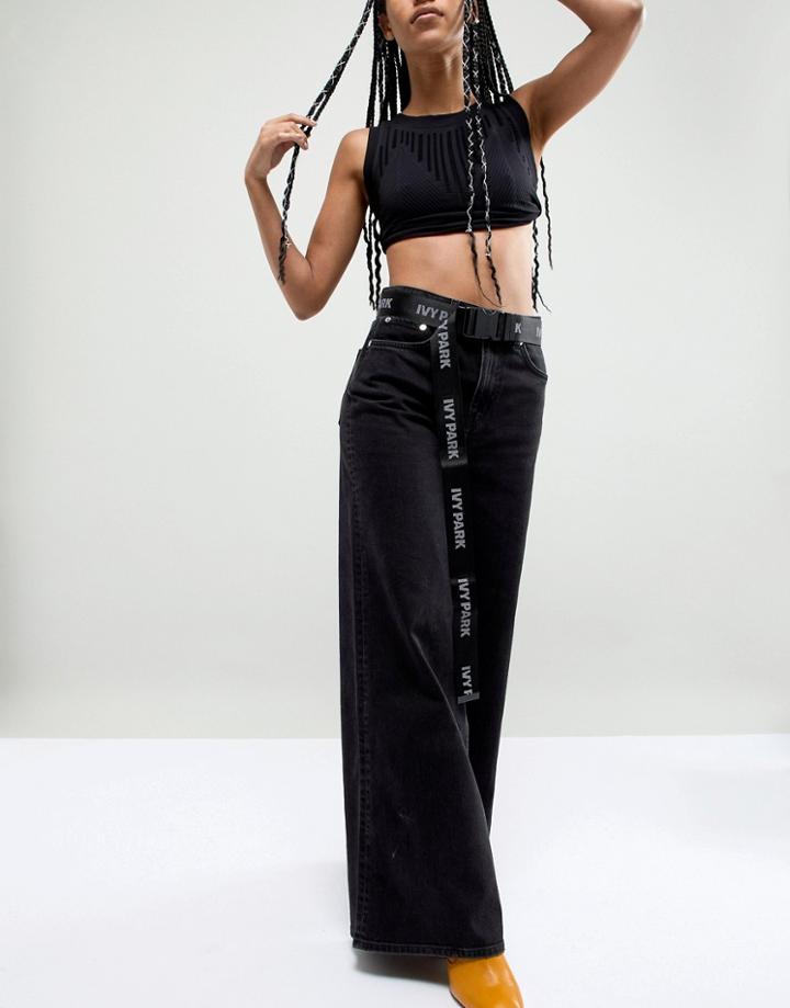 Ivy Park Buckle Taped Stripe Belt - Black