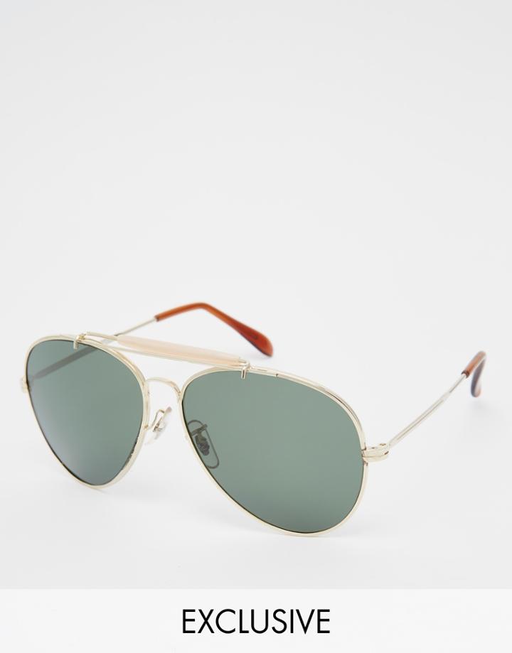 Reclaimed Vintage Abram Aviator Sunglasses - Brown