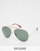 Reclaimed Vintage Abram Aviator Sunglasses - Brown