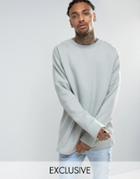 Mennace Oversized Extreme Drop Shoulder Sweatshirt In Mint - Gray