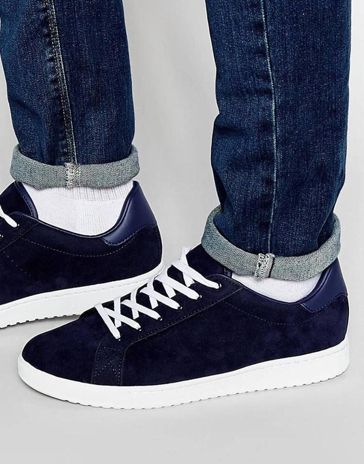 Asos Sneakers In Navy Faux Suede - Navy