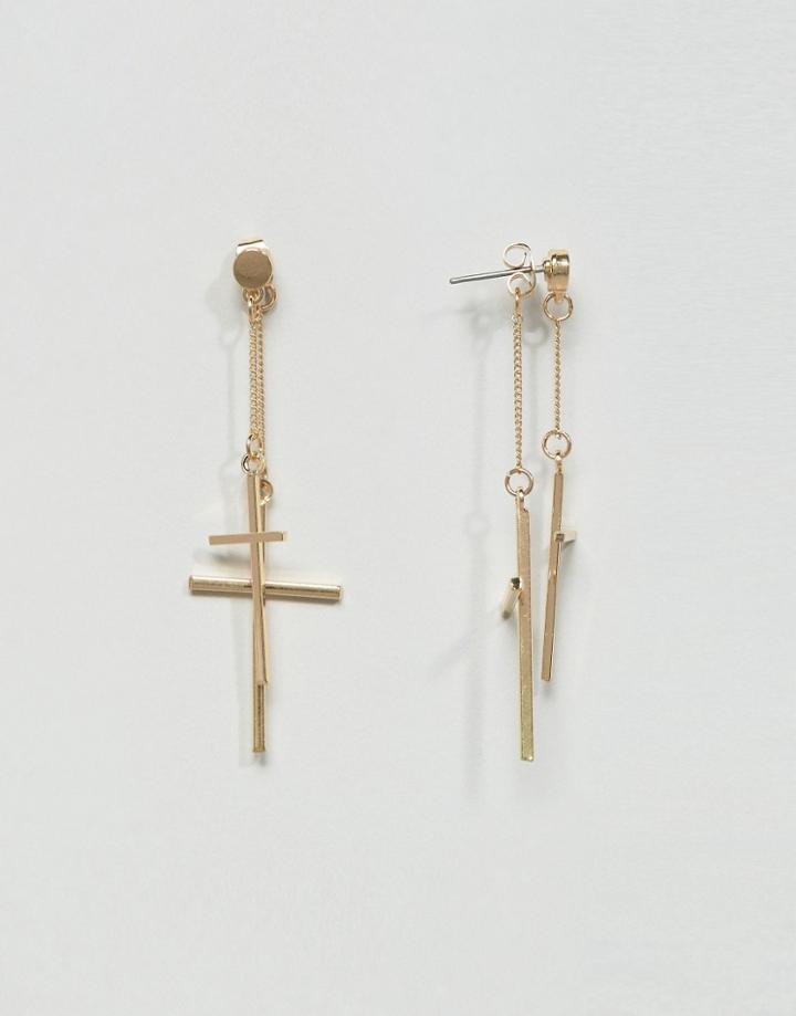 Asos Double Cross Strand Earrings - Gold