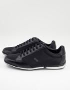 Boss Saturn Lowp Leather Logo Sneakers In Black