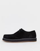 Asos Design Lace Up Shoes In Black Suede - Black