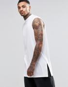 Asos Rib Oversized Sleeveless T-shirt With Turtleneck - White
