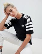 Adidas Originals Three Stripe Sleeve T-shirt In Black - Multi