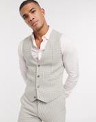 Asos Design Wedding Super Skinny Suit Suit Vest In Neutral Wool Blend Houndstooth