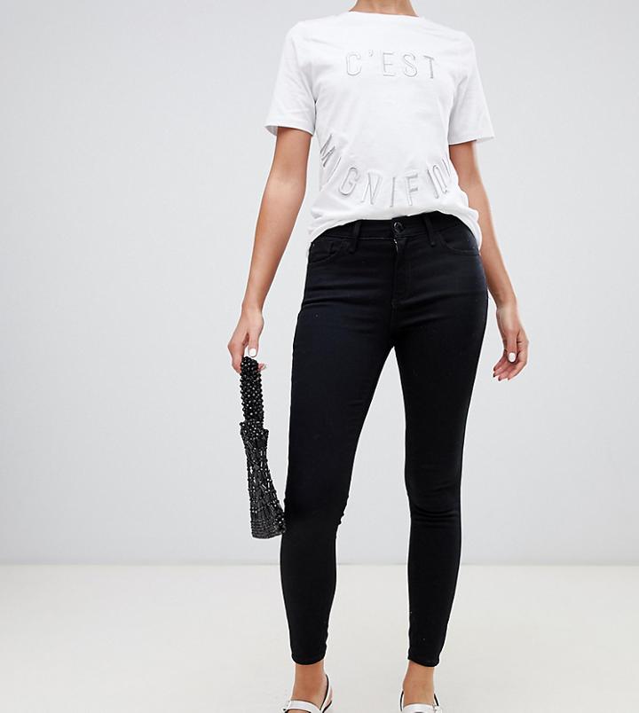 River Island Amelie Mid Rise Super Skinny Jeans In Black - Black