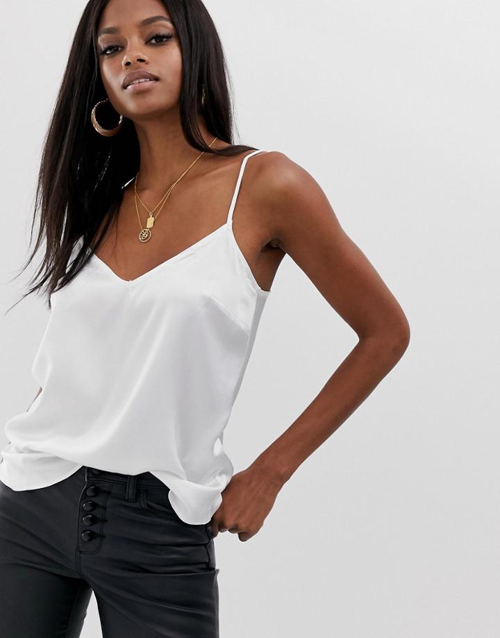 Lipsy Satin Cami Top In Ivory-white