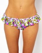 Asos Violet Floral Ruffle Bikini Pant