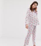 Asos Design Maternity Sketchy Heart Traditional Pyjama Pants Set - Multi