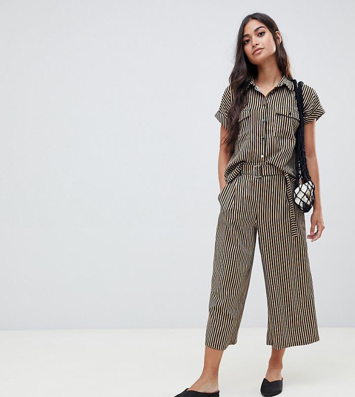 New Look Petite Stipe Culottes - Black