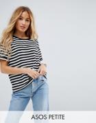 Asos Petite Stripe T-shirt With Roll Sleeve - Multi