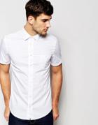 Boss Orange Shirt In Washed Twill Slim Fit Short Sleeves - White