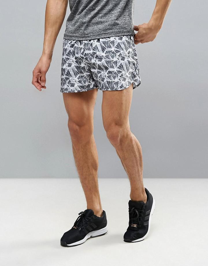 Ki5-a Zinc Running Shorts Short In Fraction Print - Black