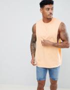 Asos Design Tank With Extreme Dropped Armhole In Orange - Orange