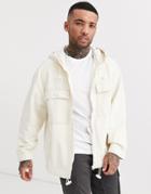 Bershka Zip Through Denim Windbreaker Jacket In Stone
