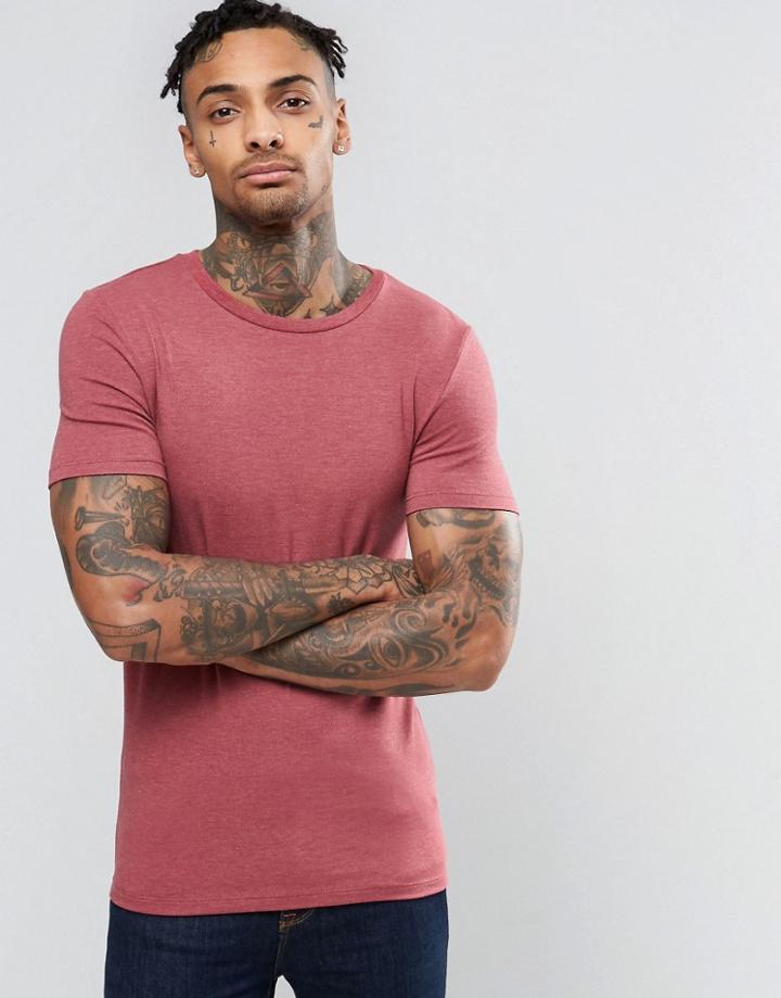 Asos Extreme Muscle T-shirt In Red Marl - Red