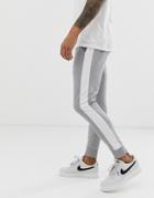 Asos Design Skinny Sweatpants With Side Stripe In Gray Marl - Gray