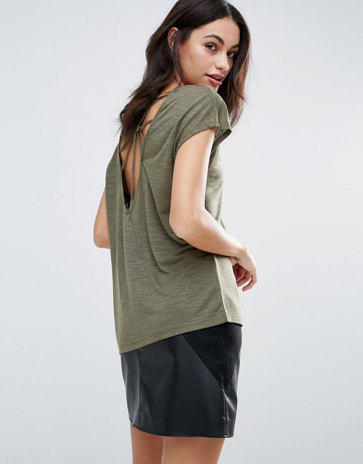 Vero Moda T-shirt With Spider Ring Back - Green