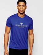 Armani Jeans T-shirt With Logo Print Regular Fit - Blue