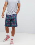 Asos Design Skater Shorts In Bright Check - Blue