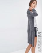 Y.a.s Tall Longline Cardi With Pockets - Gray