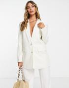 Vila Linen Touch Oversized Blazer In Cream-white