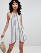 Asos Design Stripe Rope Tie Layered Beach Dress - Multi