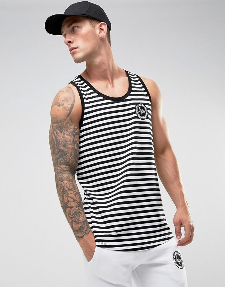 Hype Tank In White With Black Stripes - White