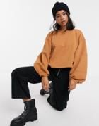 Noisy May Oversized Balloon Sleeve Sweatshirt In Brown