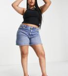 Only Curve Phine Denim Mom Shorts In Blue Wash