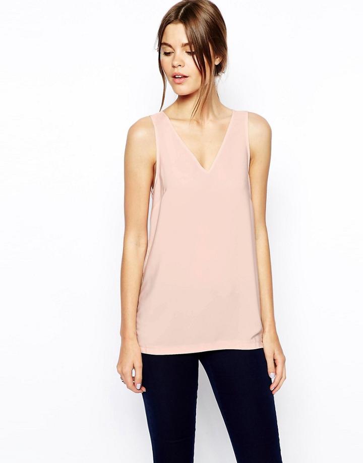 Asos Woven V-neck Tank Top - Black