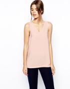 Asos Woven V-neck Tank Top - Black