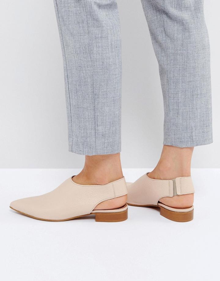 Asos Mischief Premium Leather Flat Shoes - Beige