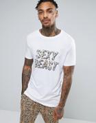 Asos Loungewear T-shirt With Sexy Beast Leopard Print - White