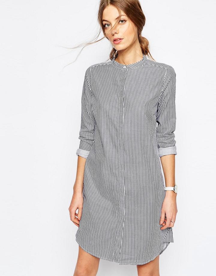 Selected Livi Shirt Dress In Pinstripe - Multi