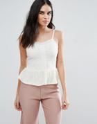 Love & Other Things Lace Peplum Cami Top - White
