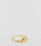 Asos Design Sterling Silver Ring With Gold Plate In Vintage Crystal Design - Gold
