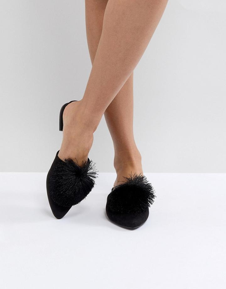 Truffle Collection Pom Mule Shoe - Black
