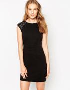 Iska Dress With Lace Sleeve Detail - Black