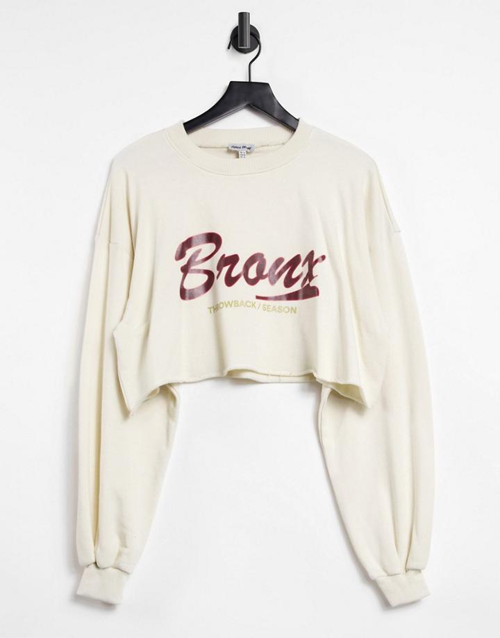 Public Desire Bronx' Cropped Sweatshirt In White