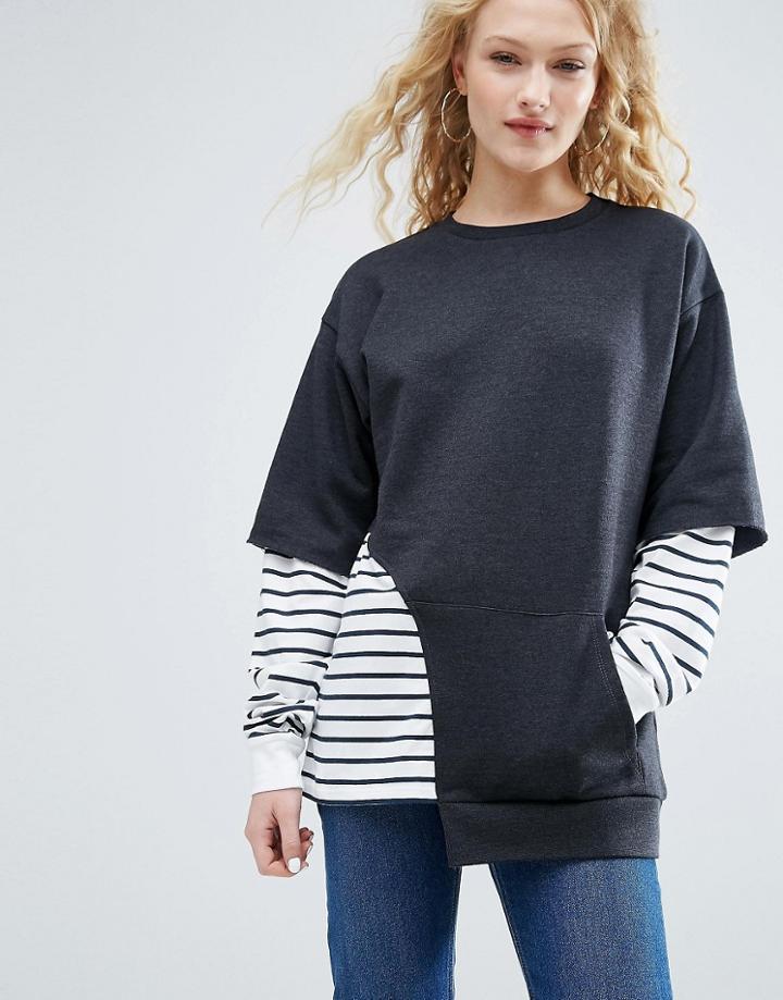 Asos Sweatshirt With Stripe Panels - Multi